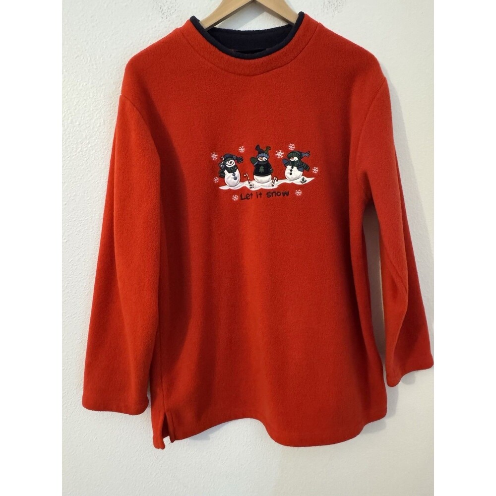 Vintage Elite Sport Sweatshirt Fleece Red Snowman Ugly Christmas Size L